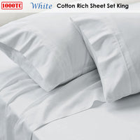 1000TC Cotton Rich Sheet Set White King
