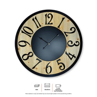 Home Master Wall Clock Wood & Metal Look Stylish Design Large Numbers 60cm