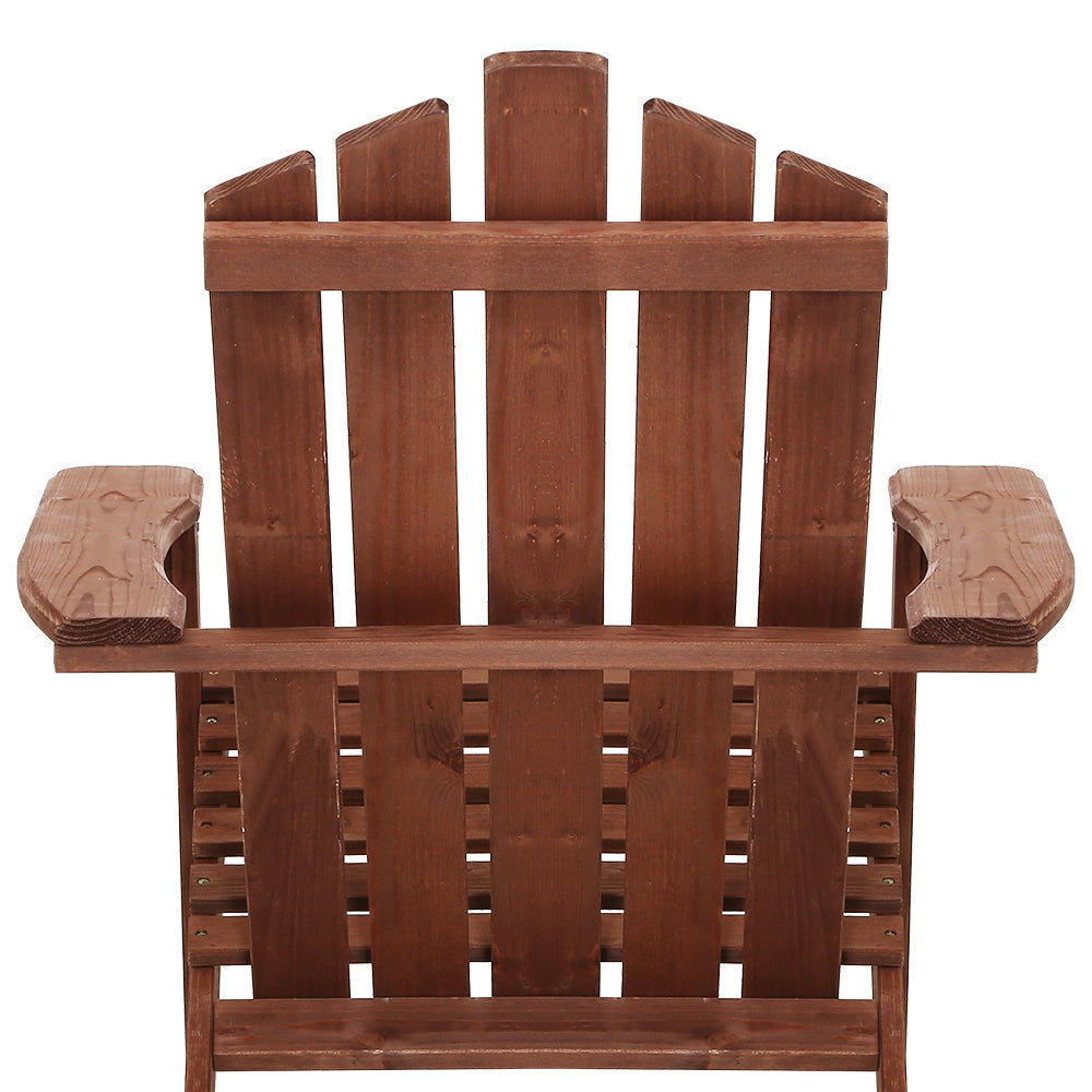 Outdoor Sun Lounge Beach Chairs Table Setting Wooden Adirondack Patio Brown Chair