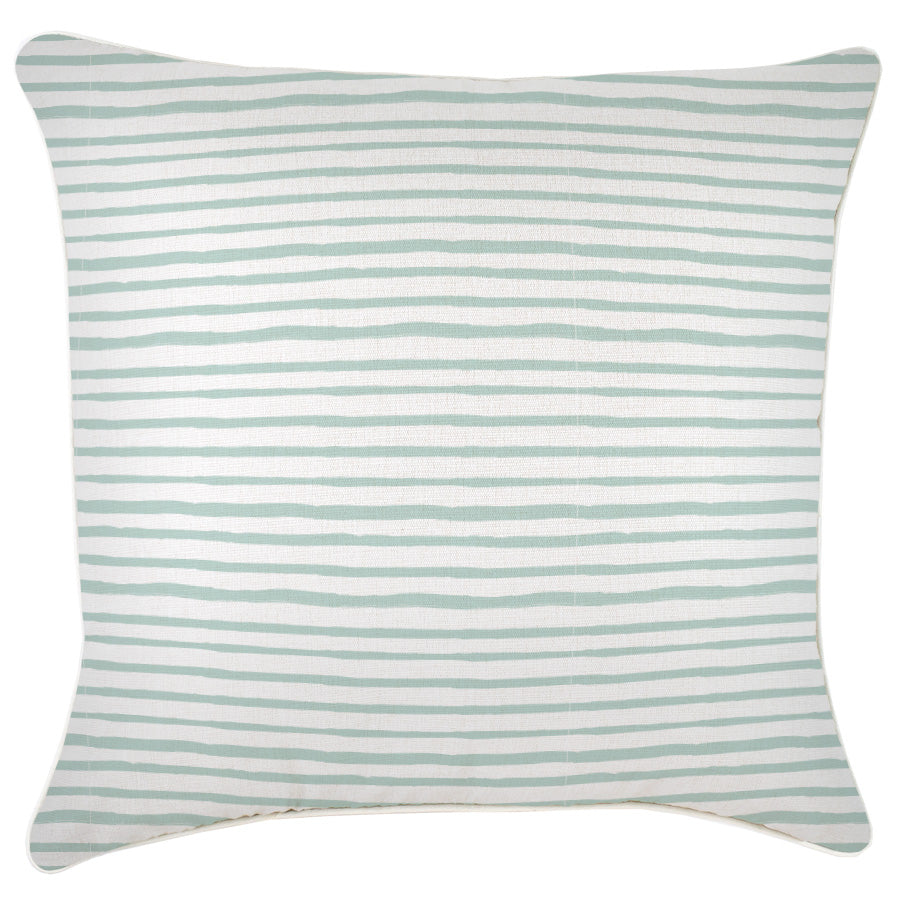 Cushion Cover With Piping Paint Stripes Pale Mint 60cm x 60cm
