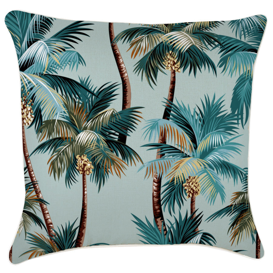 Cushion Cover With Piping Palm Trees Seafoam 60cm x 60cm