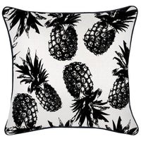 Cushion Cover With Black Piping Pineapples Black 45cm x 45cm